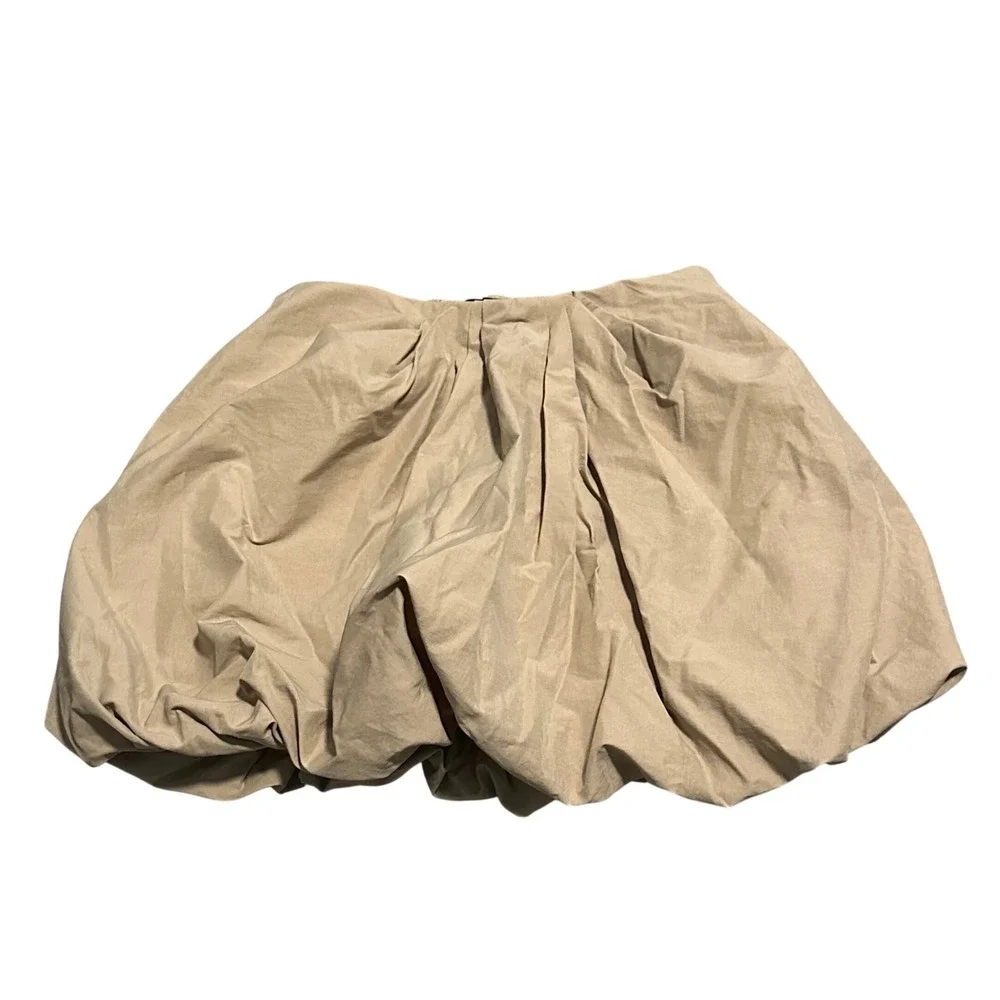 Zara Tan Bubble Mini Skirt Beige‎ Pleated Puff Voluminous Size M 28 Waist